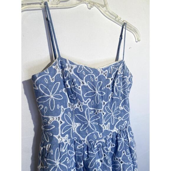 Lilly Pulitzer Tide Blue Hollar for a Dollar Eyelet Linen Preppy Mini Dress - Picture 3 of 11